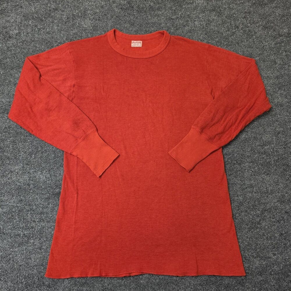 Vintage Duofold 50s 60s Thermal Long Sleeve Shirt Sweatshirt Size 40 Made In USA